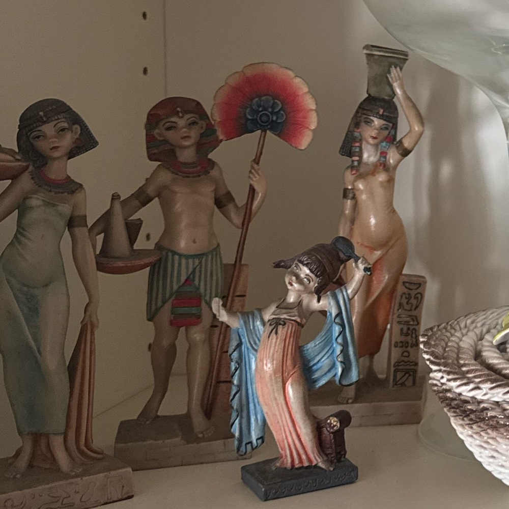 Egyptian-Inspired Ceramic Figurine Set - Multicolor